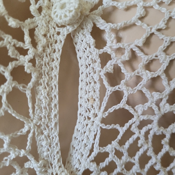 Vintage 60s Elegant Lace Crochet Cardigan Off-white Small - Picture 9 of 13